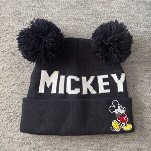Disney Mickey Mouse Black Beanie with Pom
poms OS
